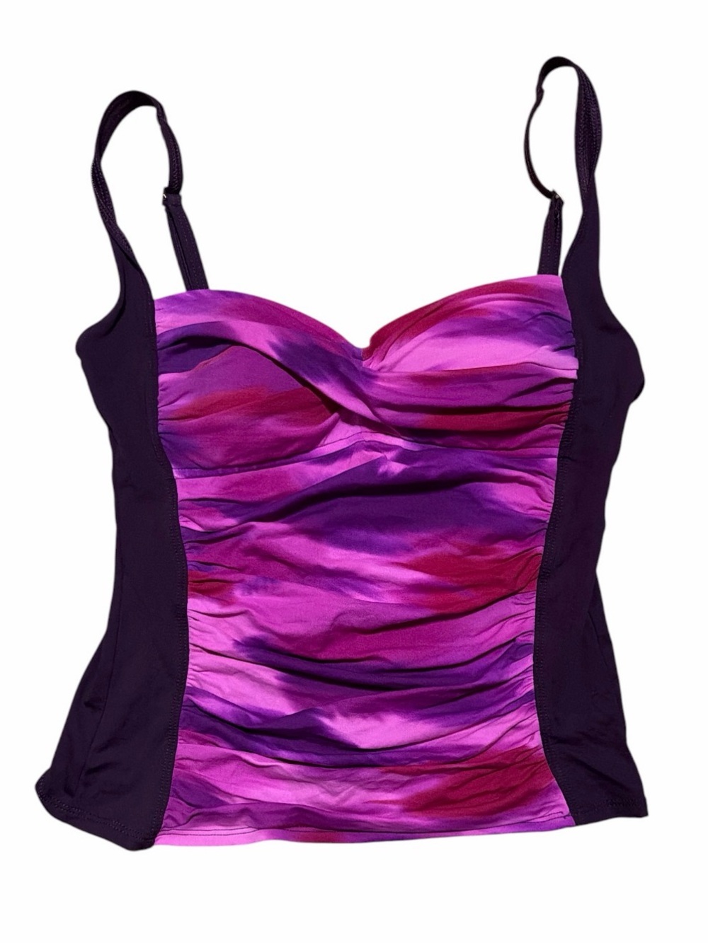 La Blanca Women’s Size 10 Purple Ruched Twist Front Tankini Swim Top